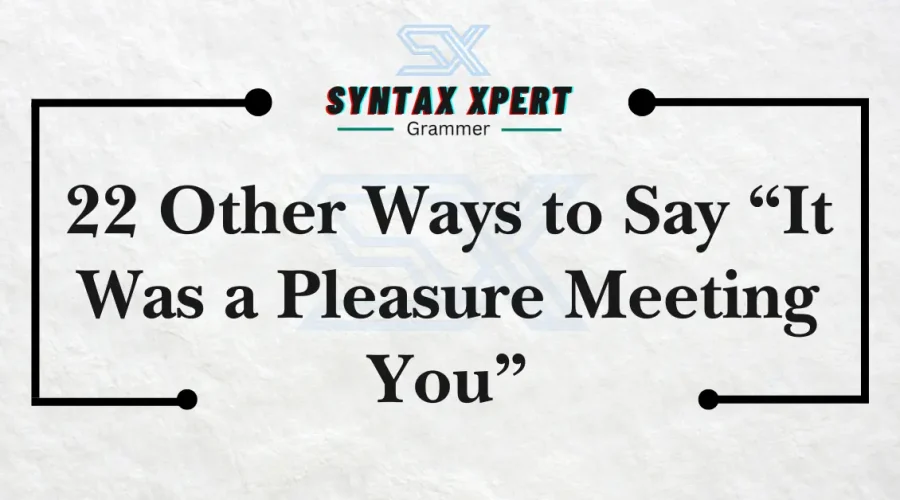 It Was a Pleasure Meeting You